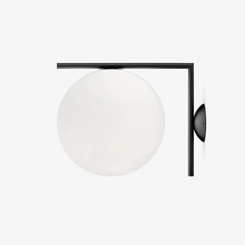 Wandlamp Geblazen Glas Opaline Bol Minimalistische Verlichting Zwart Goud Scandinavisch Design Sfeerlicht | Sansoti