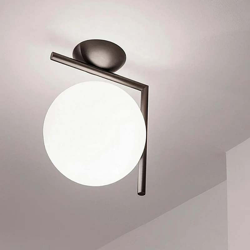 Wandlamp Geblazen Glas Opaline Bol Minimalistische Verlichting Zwart Goud Scandinavisch Design Sfeerlicht | Sansoti