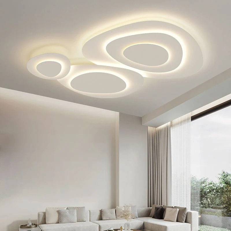 Moderne Plafondlamp Metaal Wit LED 50-110cm Dimbaar Slaapkamer Woonkamer Minimalistische Design Verlichting | Sansoti