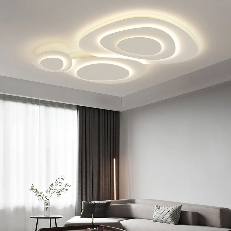 Moderne Plafondlamp Metaal Wit LED 50-110cm Dimbaar Slaapkamer Woonkamer Minimalistische Design Verlichting | Sansoti