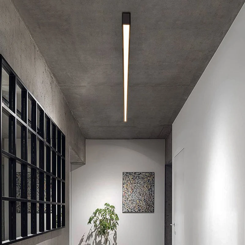 Moderne LED Plafondlamp Lineair Zwart Metaal 60-120cm Energiezuinig Dimbaar Strak Design voor Woonkamer | Sansoti