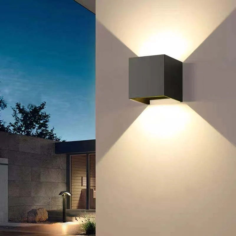 Vierkante Buitenwandlamp LED Verstelbaar Zwart Wit Grijs Waterdicht IP65 Metaal Acryl Tuinverlichting | Sansoti