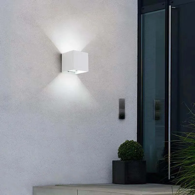 Vierkante Buitenwandlamp LED Verstelbaar Zwart Wit Grijs Waterdicht IP65 Metaal Acryl Tuinverlichting | Sansoti
