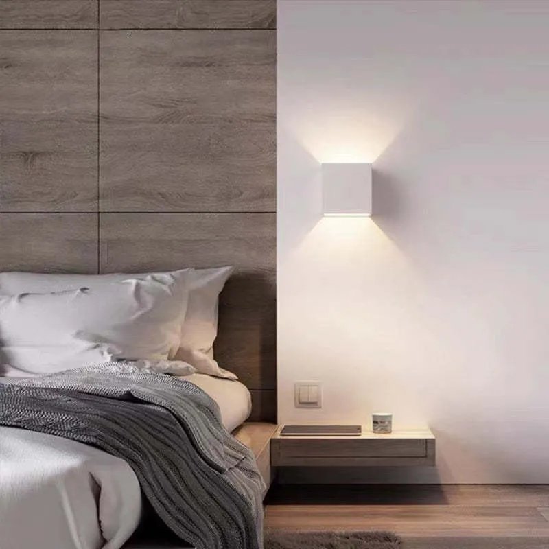 Vierkante Buitenwandlamp LED Verstelbaar Zwart Wit Grijs Waterdicht IP65 Metaal Acryl Tuinverlichting | Sansoti