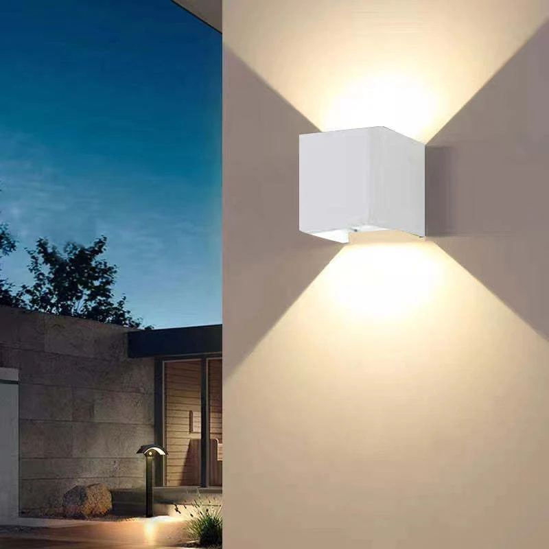 Vierkante Buitenwandlamp LED Verstelbaar Zwart Wit Grijs Waterdicht IP65 Metaal Acryl Tuinverlichting | Sansoti