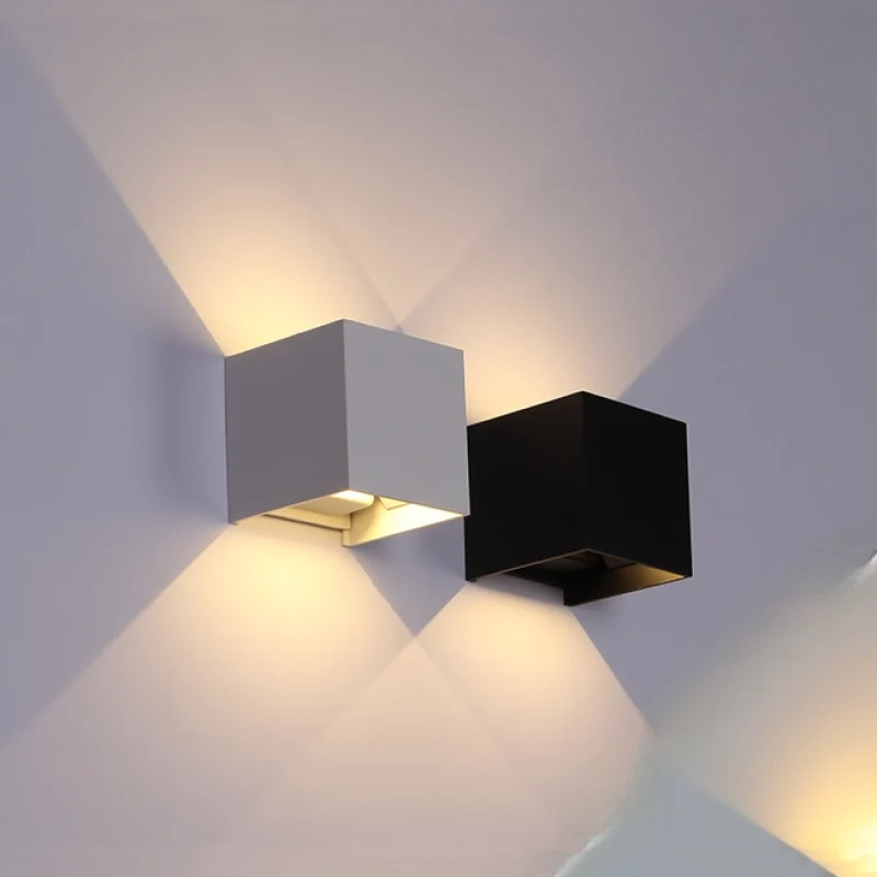 Vierkante Buitenwandlamp LED Verstelbaar Zwart Wit Grijs Waterdicht IP65 Metaal Acryl Tuinverlichting | Sansoti