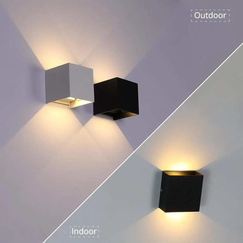 Vierkante Buitenwandlamp LED Verstelbaar Zwart Wit Grijs Waterdicht IP65 Metaal Acryl Tuinverlichting | Sansoti