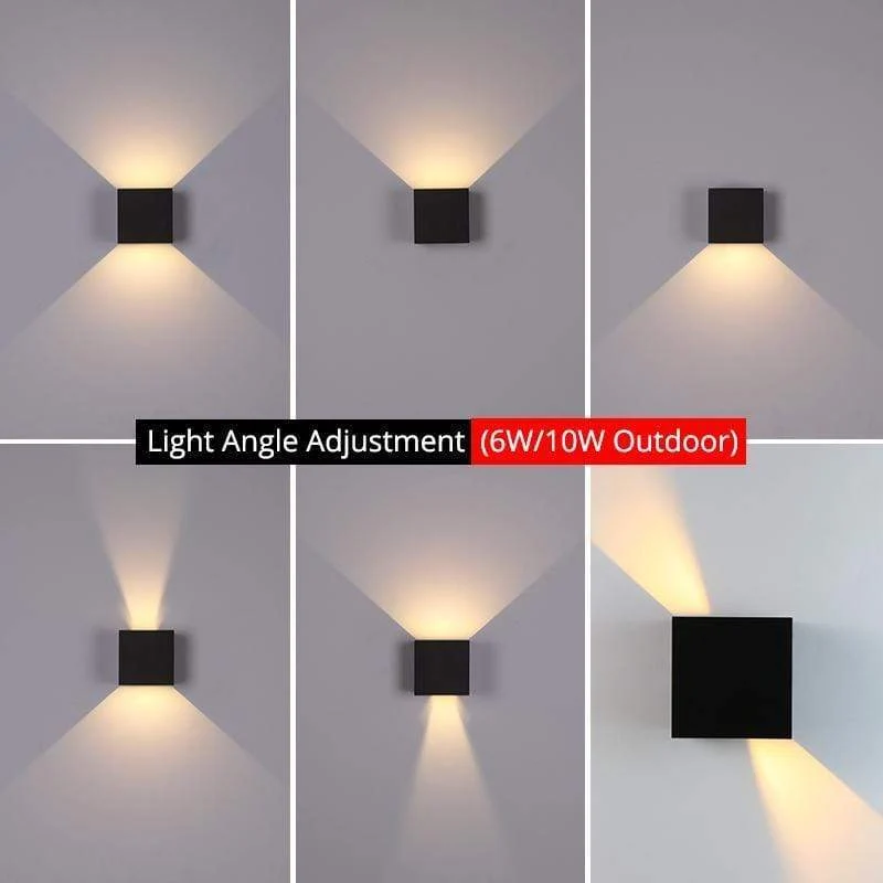 Vierkante Buitenwandlamp LED Verstelbaar Zwart Wit Grijs Waterdicht IP65 Metaal Acryl Tuinverlichting | Sansoti