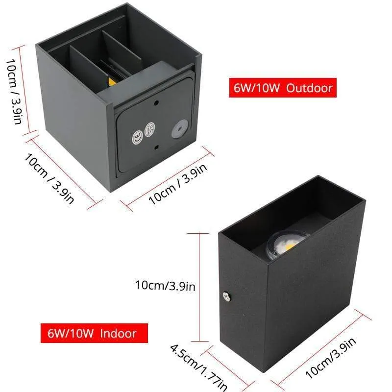Vierkante Buitenwandlamp LED Verstelbaar Zwart Wit Grijs Waterdicht IP65 Metaal Acryl Tuinverlichting | Sansoti