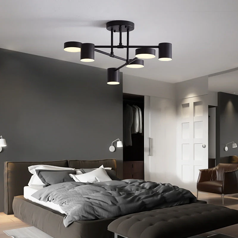 Moderne LED Plafondlamp Metaal Acryl Zwart Wit Goud Scandinavisch Design Dimbaar voor Woonkamer en Trap | Sansoti
