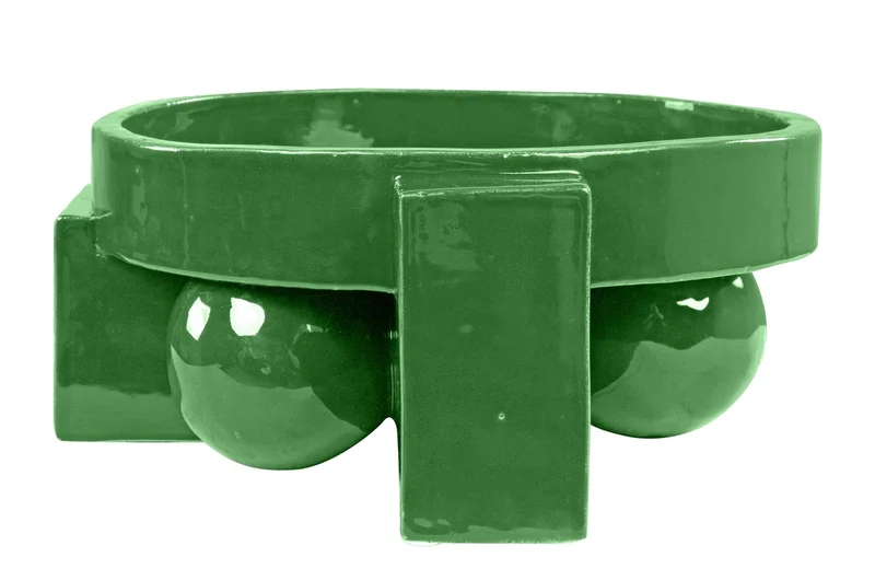 Casa Padrino Luxus Schale Grün 31,5 x 33,5 x H. 13,5 cm - Steingut Deko Schale im Basil Green Finish - Luxus Deko Accessoires
