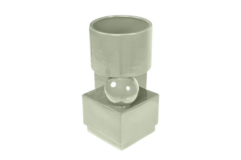 Casa Padrino Luxus Pflanzgefäß Grün 30,5 x 30 x H. 50 cm - Steingut Pflanzgefäß und Beistelltisch im Mint Green Finish - Luxus Deko Accessoires