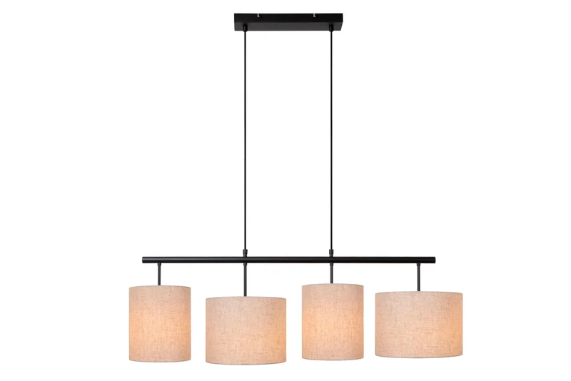 Pendelleuchte Maya 4-flammig mit Baumwollschirmen höhenverstellbar Beige 107cm