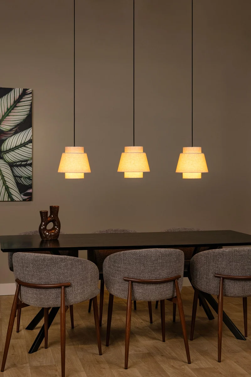 Pendelleuchte Tribute 3-flammig mit rechteckigem Stoffschirm 120cm
