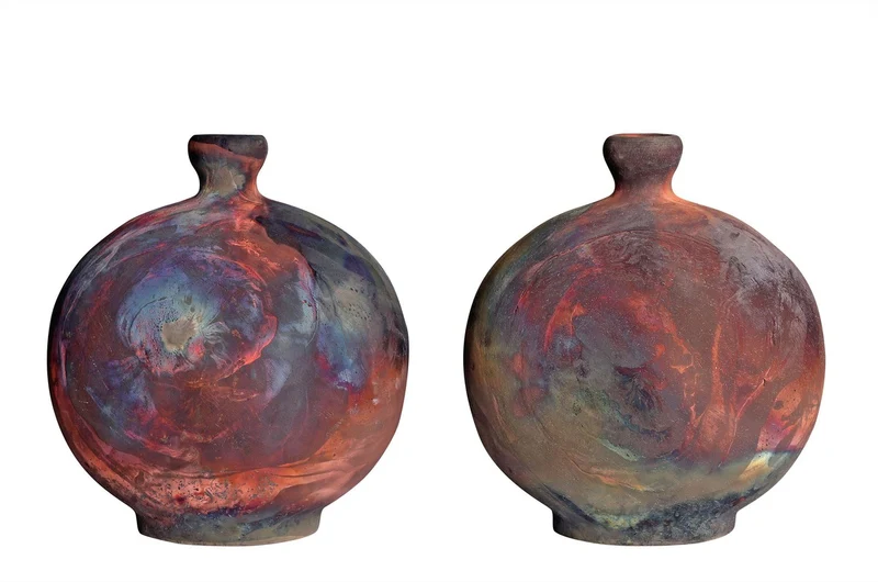 Casa Padrino Luxus Vase Kupferfarben 21 x 13 x H. 24 cm - Raku Vase aus Steingut mit matter Kupferglasur - Luxus Deko Accessoires
