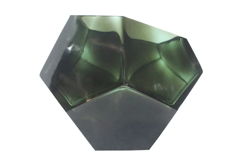 Casa Padrino Luxus Schale Türkis Ø 24,5 x H. 19,5 cm - Große Deko Schale aus massivem Farbglas in Aqua mit facettiertem Diamant-Schliff - Luxus Deko Accessoires
