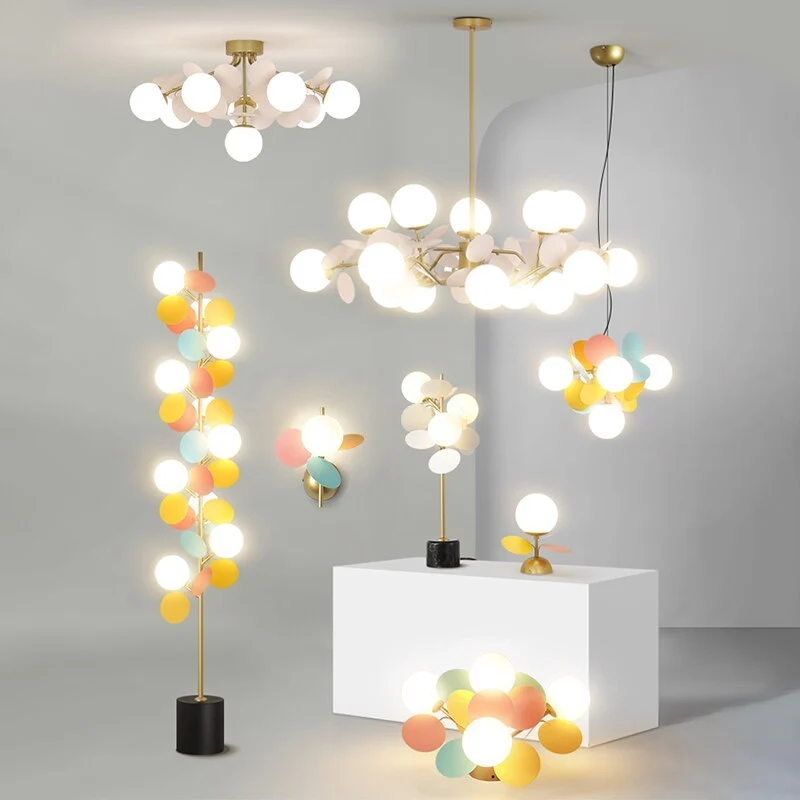 Glazen Kroonluchter met Acryl G9 LED Bloemtakken Dimbaar Drie Kleuren Woonkamer Eetkamer Plafondverlichting | Sansoti