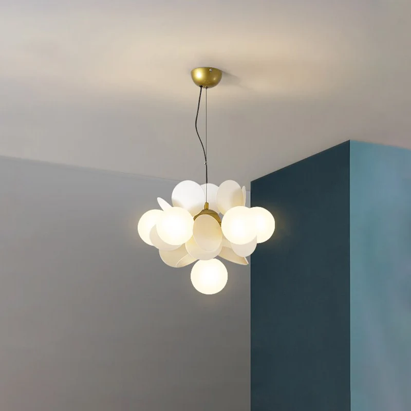 Glazen Kroonluchter met Acryl G9 LED Bloemtakken Dimbaar Drie Kleuren Woonkamer Eetkamer Plafondverlichting | Sansoti