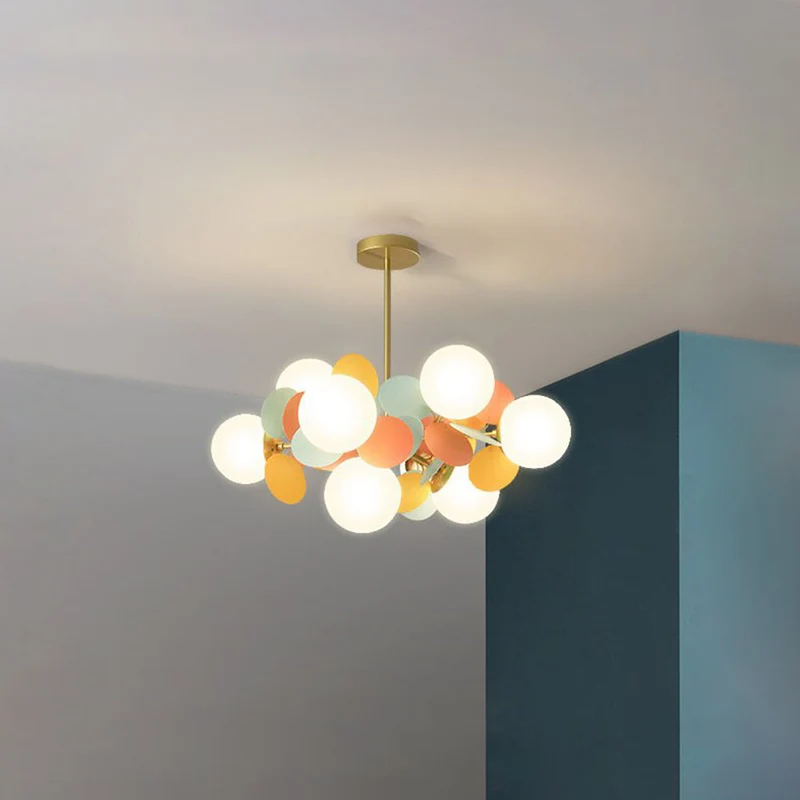 Glazen Kroonluchter met Acryl G9 LED Bloemtakken Dimbaar Drie Kleuren Woonkamer Eetkamer Plafondverlichting | Sansoti