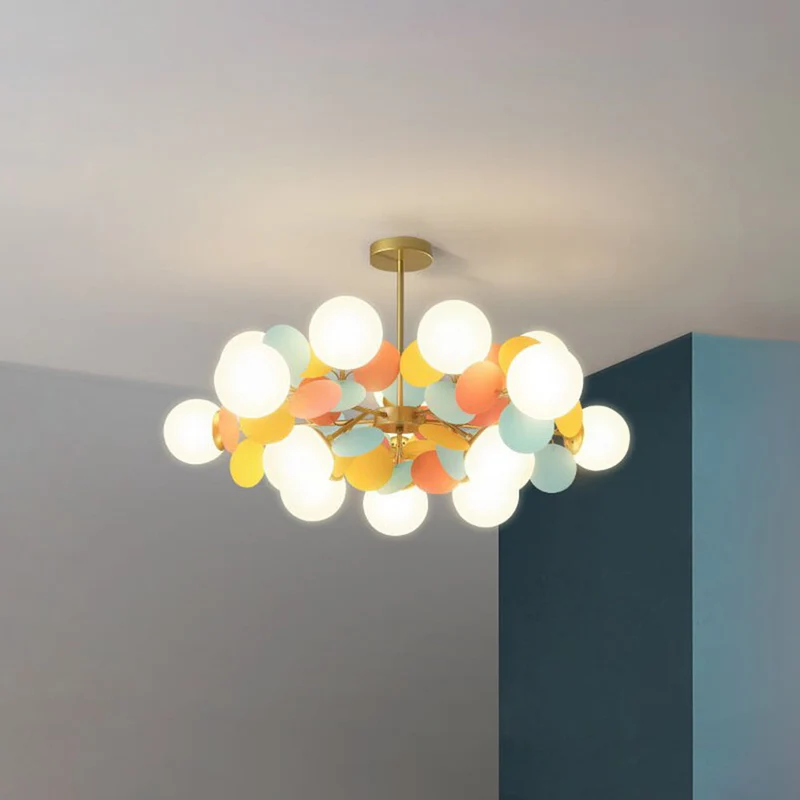Glazen Kroonluchter met Acryl G9 LED Bloemtakken Dimbaar Drie Kleuren Woonkamer Eetkamer Plafondverlichting | Sansoti
