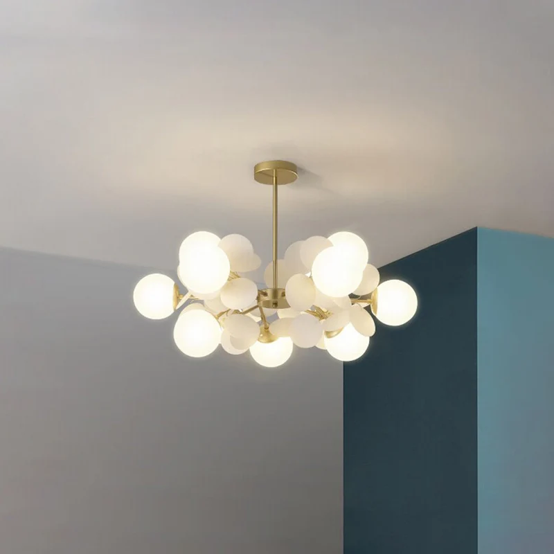 Glazen Kroonluchter met Acryl G9 LED Bloemtakken Dimbaar Drie Kleuren Woonkamer Eetkamer Plafondverlichting | Sansoti