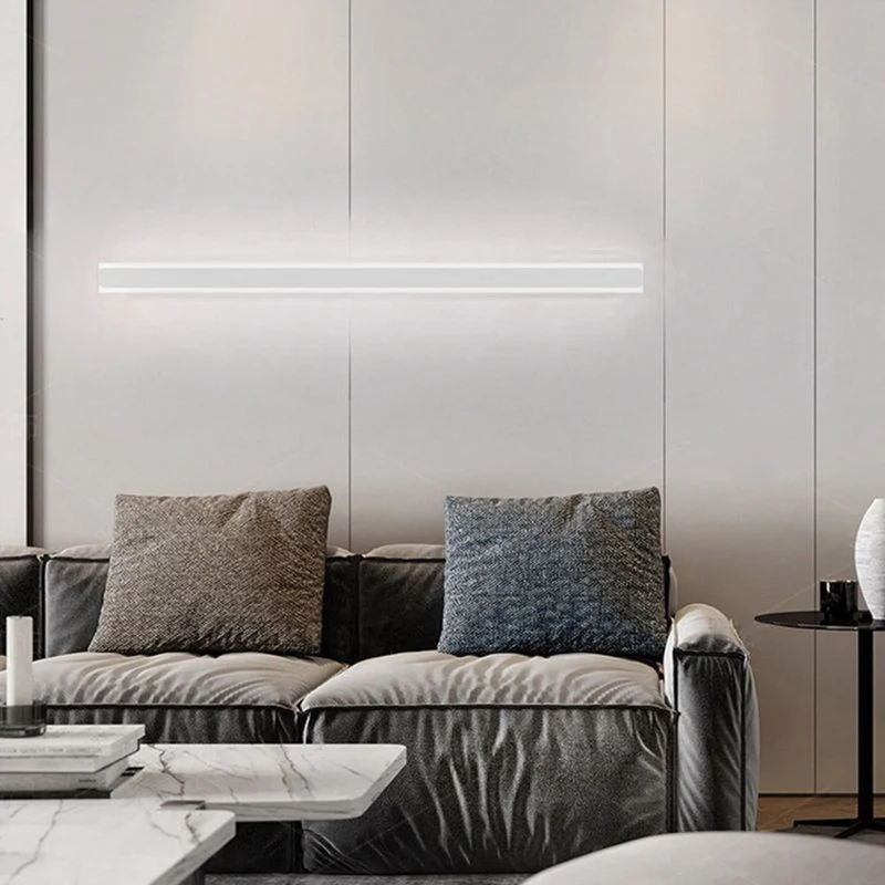 Minimalistische Wandlamp Metaal Acryl LED Slaapkamer Woonkamer 60-120cm Warm Koud Neutraal Wit Lineair Design | Sansoti