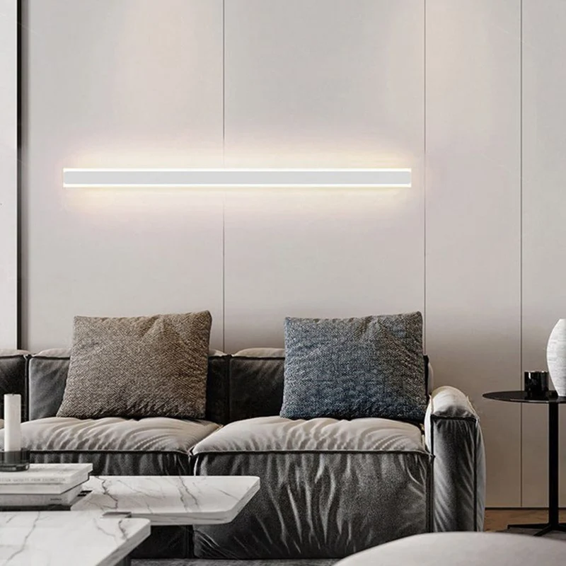 Minimalistische Wandlamp Metaal Acryl LED Slaapkamer Woonkamer 60-120cm Warm Koud Neutraal Wit Lineair Design | Sansoti