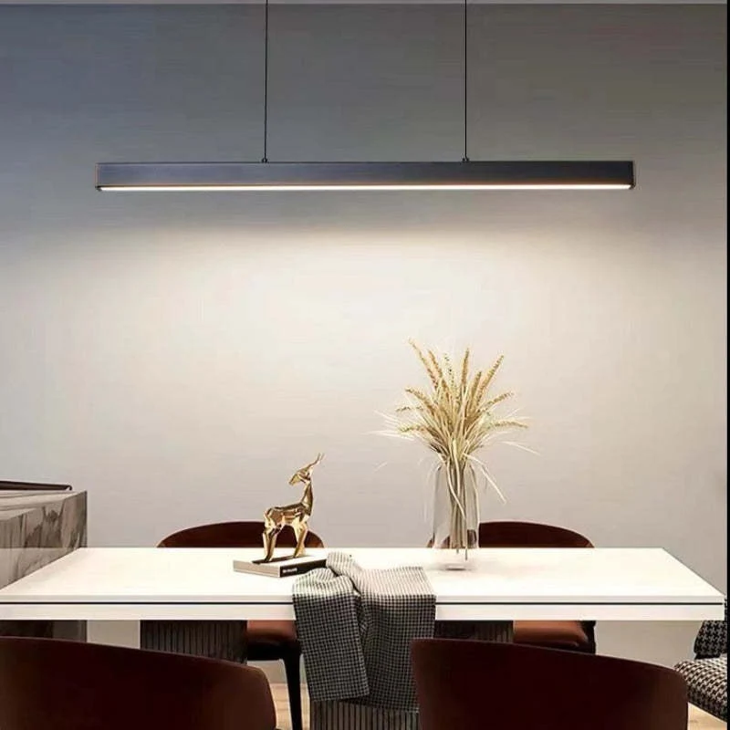 Hanglamp LED Lineair Metaal Zwart Bruin Dimbaar Modern Design Eettafel Keukeneiland Eethoek Verlichting | Sansoti