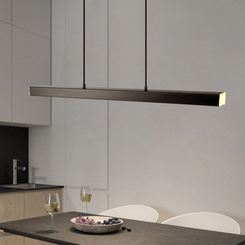 Hanglamp LED Lineair Metaal Zwart Bruin Dimbaar Modern Design Eettafel Keukeneiland Eethoek Verlichting | Sansoti