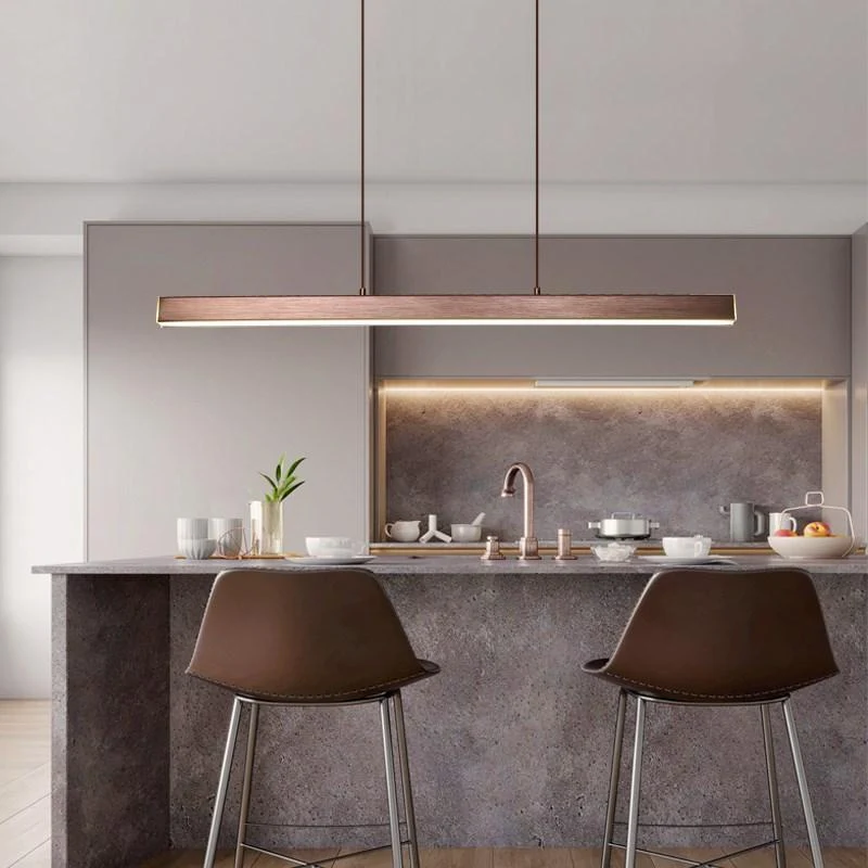 Hanglamp LED Lineair Metaal Zwart Bruin Dimbaar Modern Design Eettafel Keukeneiland Eethoek Verlichting | Sansoti