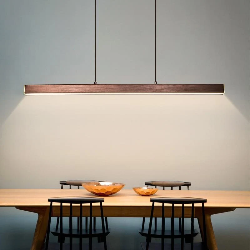 Hanglamp LED Lineair Metaal Zwart Bruin Dimbaar Modern Design Eettafel Keukeneiland Eethoek Verlichting | Sansoti