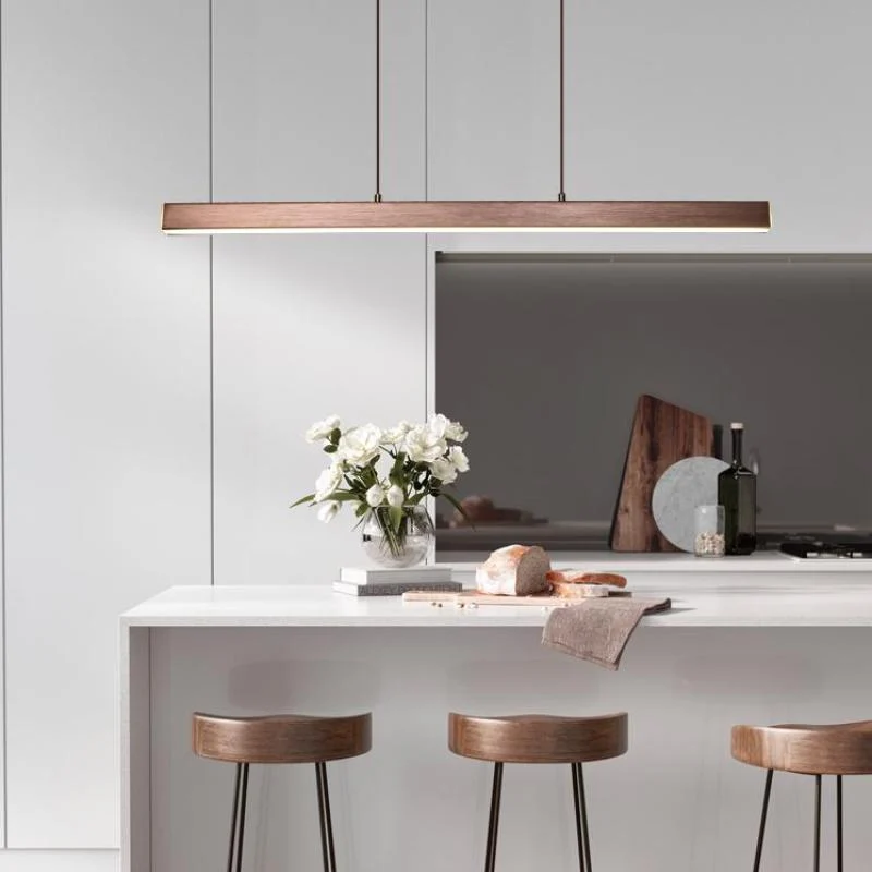 Hanglamp LED Lineair Metaal Zwart Bruin Dimbaar Modern Design Eettafel Keukeneiland Eethoek Verlichting | Sansoti