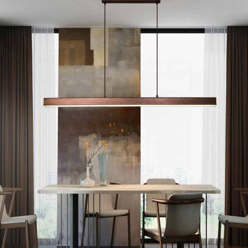 Hanglamp LED Lineair Metaal Zwart Bruin Dimbaar Modern Design Eettafel Keukeneiland Eethoek Verlichting | Sansoti