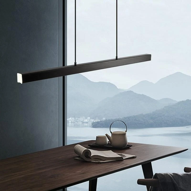 Hanglamp LED Lineair Metaal Zwart Bruin Dimbaar Modern Design Eettafel Keukeneiland Eethoek Verlichting | Sansoti