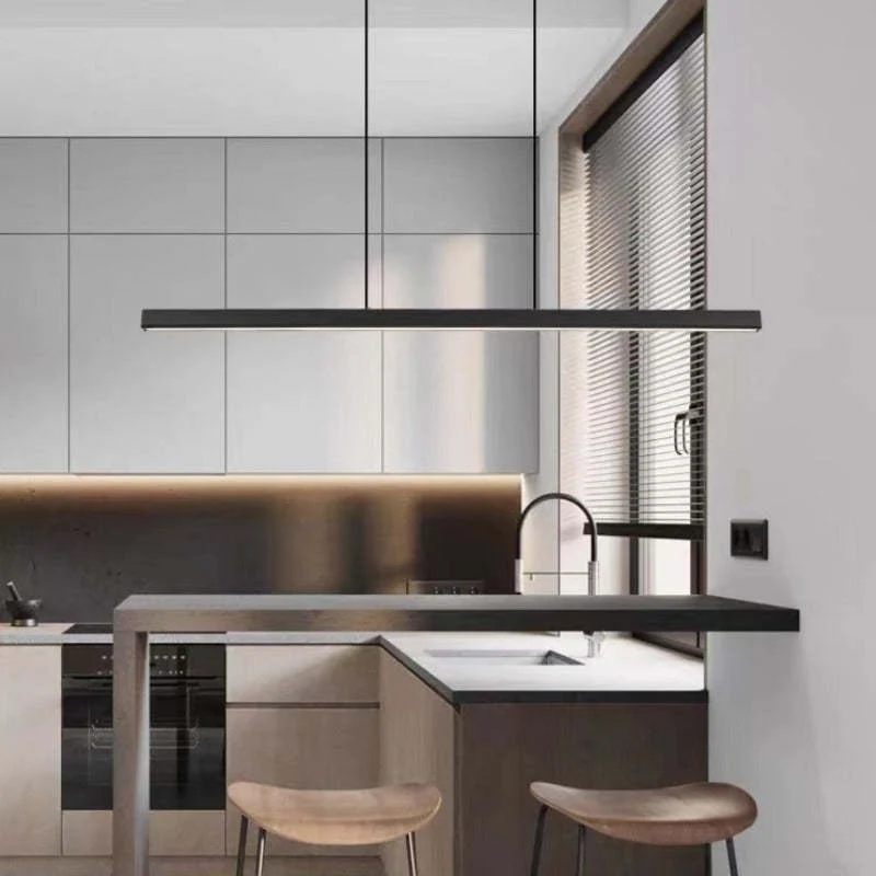 Hanglamp LED Lineair Metaal Zwart Bruin Dimbaar Modern Design Eettafel Keukeneiland Eethoek Verlichting | Sansoti