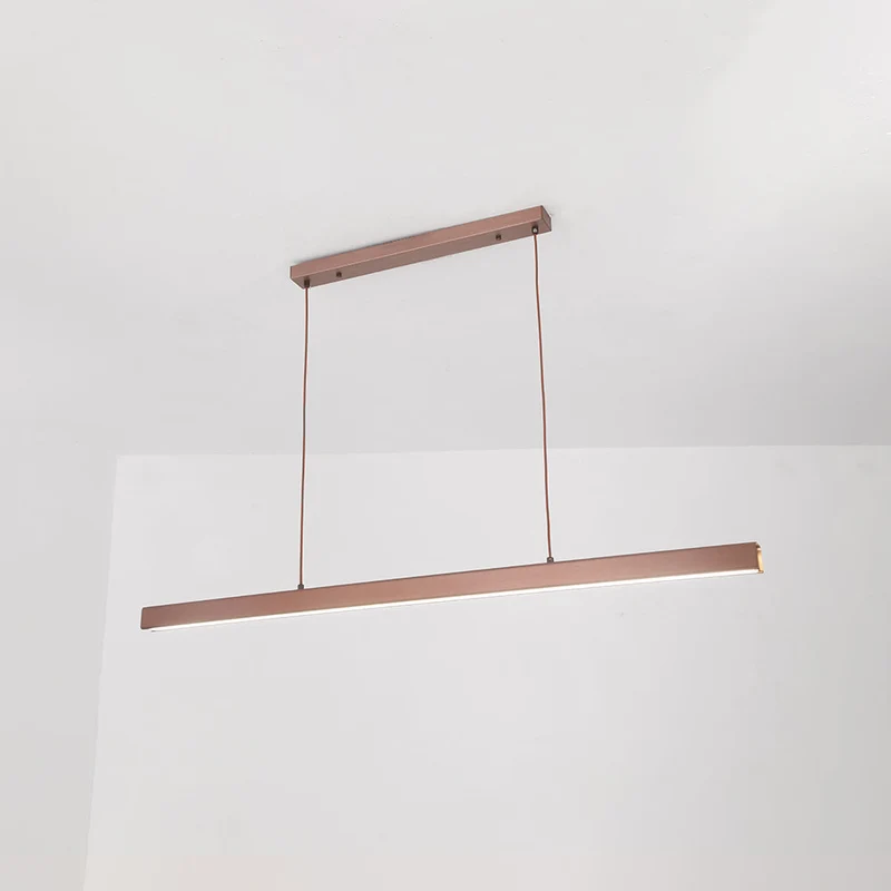 Hanglamp LED Lineair Metaal Zwart Bruin Dimbaar Modern Design Eettafel Keukeneiland Eethoek Verlichting | Sansoti