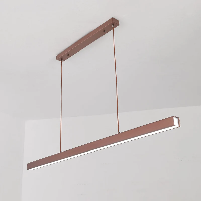 Hanglamp LED Lineair Metaal Zwart Bruin Dimbaar Modern Design Eettafel Keukeneiland Eethoek Verlichting | Sansoti