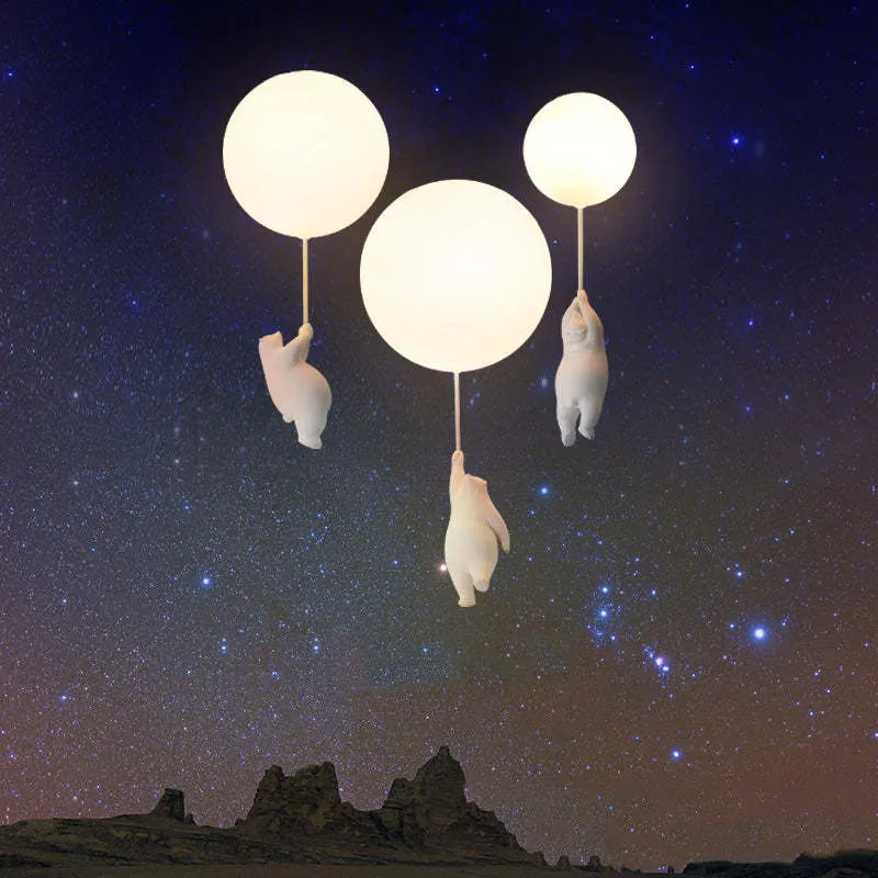 Speelse Berenballon LED Plafondlamp Wit Kinderkamer Babykamer Woonruimte Resina Acryl Creatieve Verlichting | Sansoti