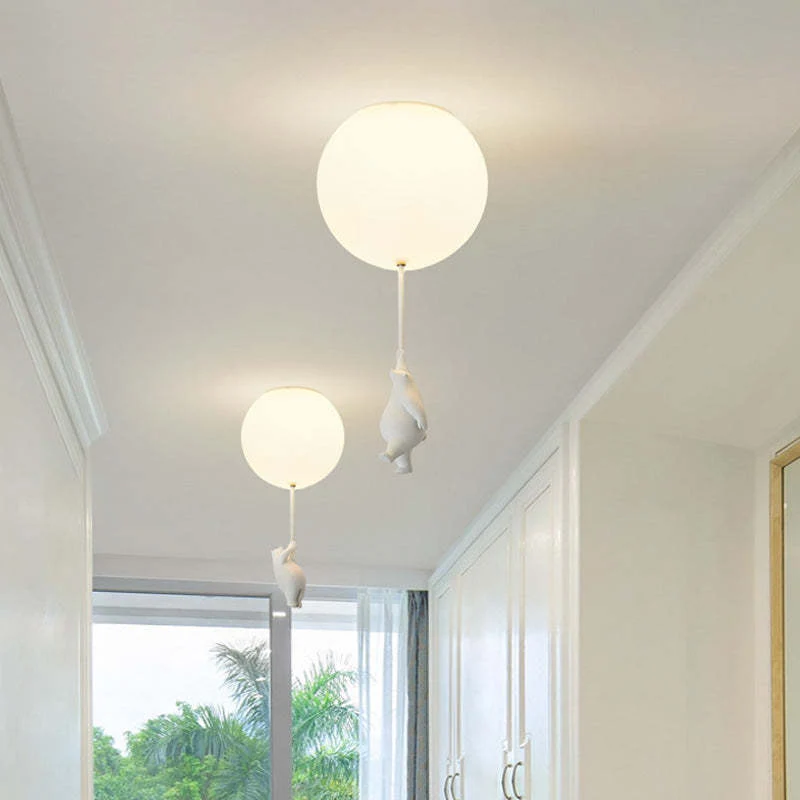 Speelse Berenballon LED Plafondlamp Wit Kinderkamer Babykamer Woonruimte Resina Acryl Creatieve Verlichting | Sansoti