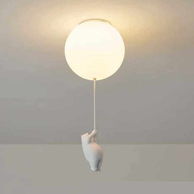 Speelse Berenballon LED Plafondlamp Wit Kinderkamer Babykamer Woonruimte Resina Acryl Creatieve Verlichting | Sansoti