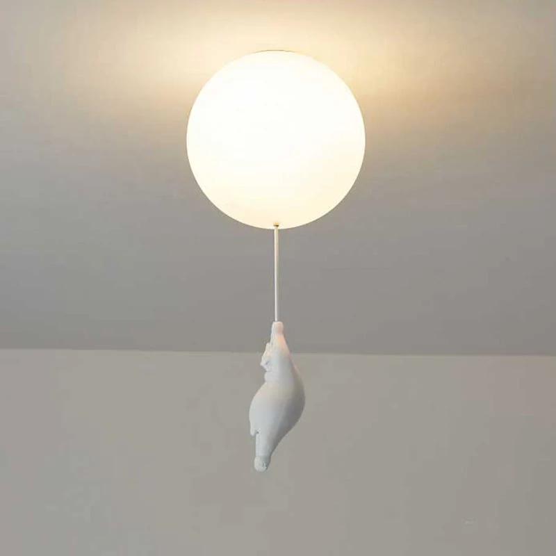 Speelse Berenballon LED Plafondlamp Wit Kinderkamer Babykamer Woonruimte Resina Acryl Creatieve Verlichting | Sansoti