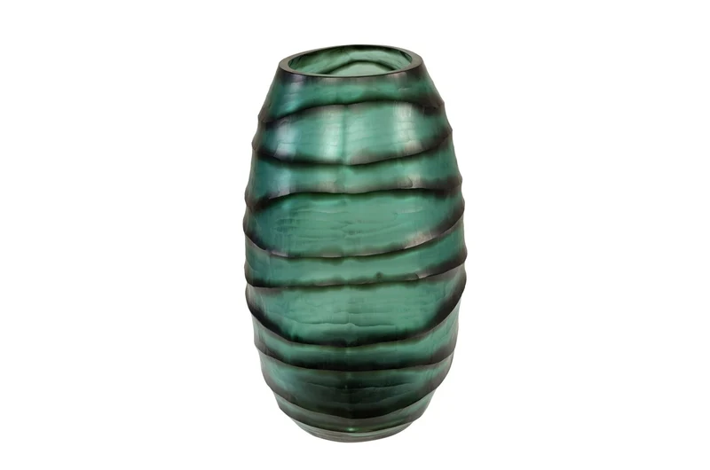 Casa Padrino Luxus Kerzenhalter Türkis / Grau 34 x 22,5 x H. 34 cm - Großes Windlicht aus massivem Farbglas in Aqua und Grau, auch als Vase verwendbar - Luxus Deko Accessoires