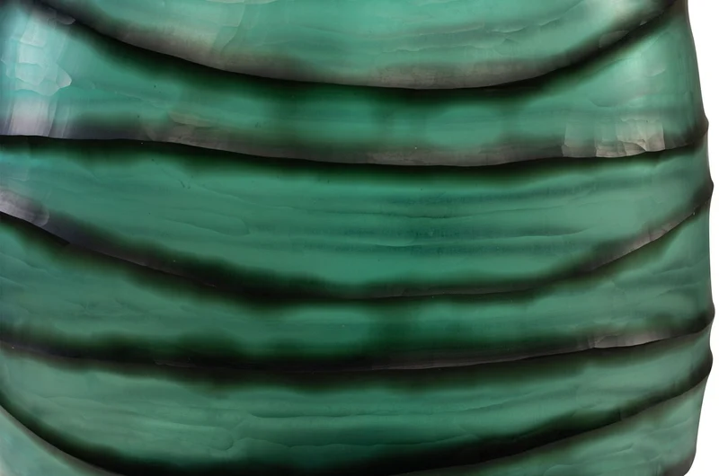 Casa Padrino Luxus Kerzenhalter Türkis / Grau 34 x 22,5 x H. 34 cm - Großes Windlicht aus massivem Farbglas in Aqua und Grau, auch als Vase verwendbar - Luxus Deko Accessoires