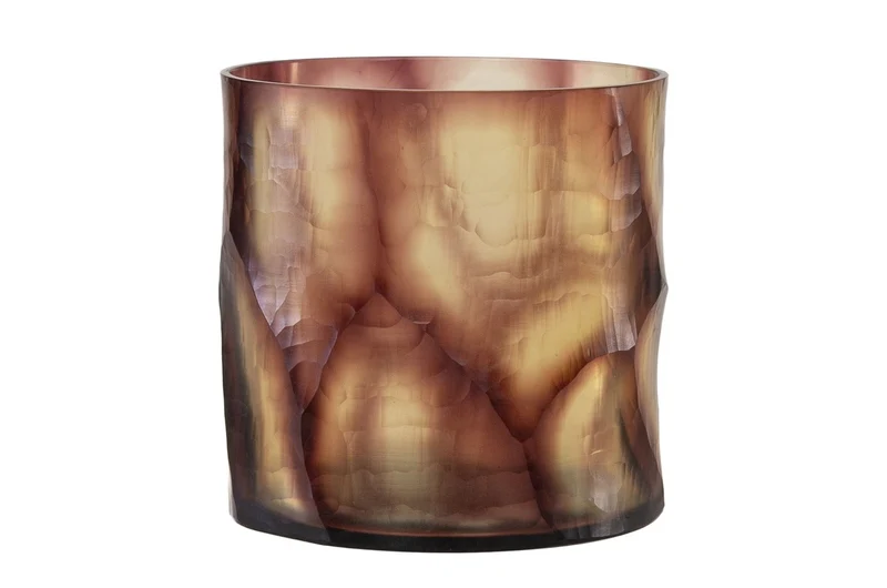 Casa Padrino Luxus Kerzenhalter Lila Ø 17,5 x H. 15,5 cm - Windlicht aus massivem Farbglas in Lila und Klar, auch als Vase verwendbar - Luxus Deko Accessoires