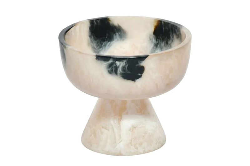 Casa Padrino Luxus Schale Schwarz / Cremeweiß Ø 15 x H. 13 cm - Kleine runde Deko Schale aus Kunstharz in transparenter Optik - Luxus Deko Accessoires