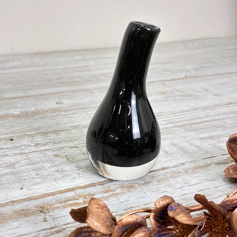 Kleine Glasvase Tropfenvase Flaschenform Rauchglas Schwarz Vase Gebraucht