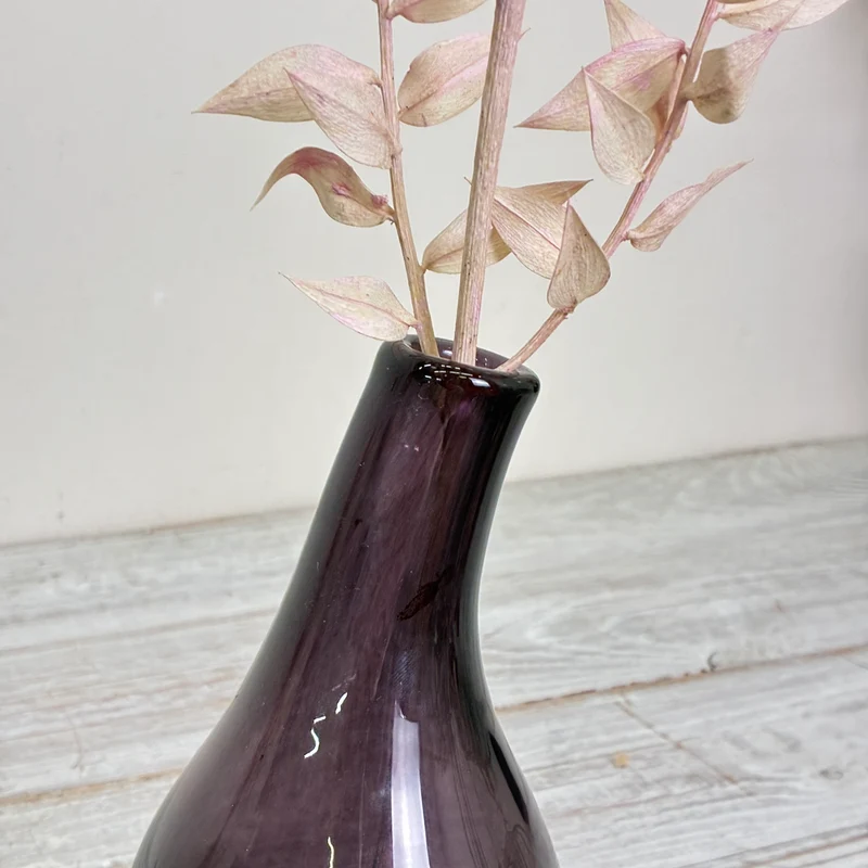 Glasvase Tropfenvase Flaschenform Rauchglas Violett Vase Gebraucht