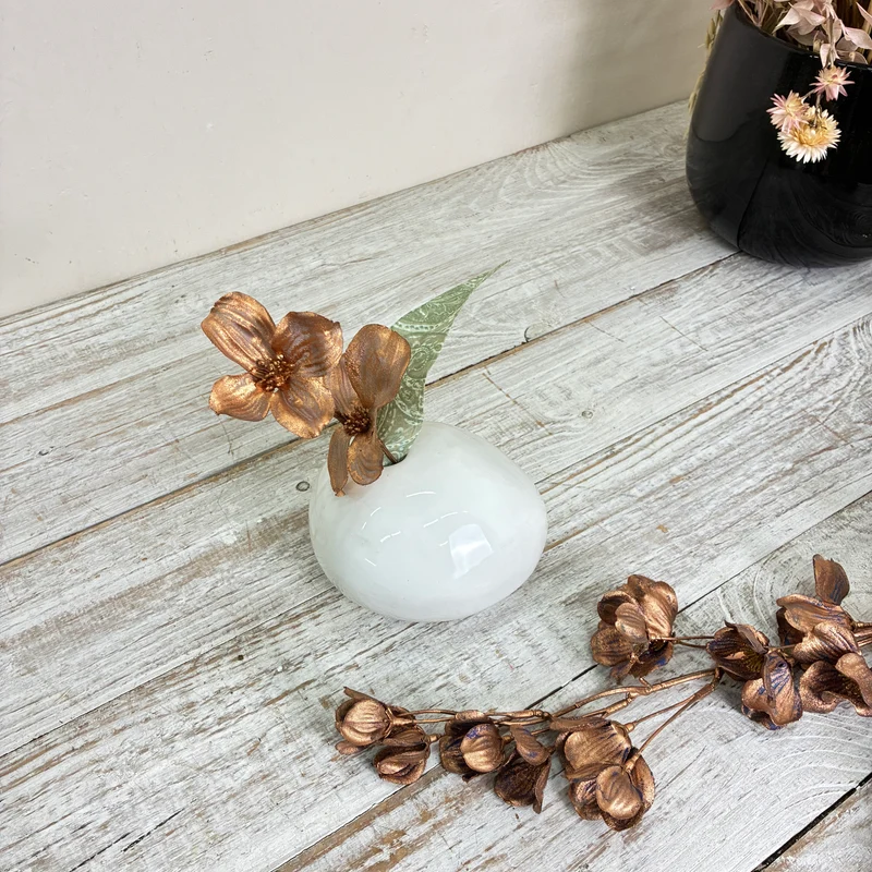 Kleine Keramikvase Mini Kugelvase Blumenvase Weiß Vase Gebraucht