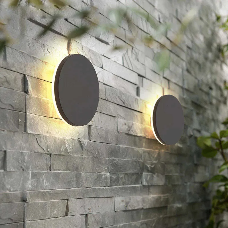 Minimalistische LED Buitenlamp Wandverlichting Metaal Rond Vierkant Waterdicht IP65 Tuinverlichting voor Gang Terras | Sansoti