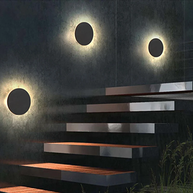Minimalistische LED Buitenlamp Wandverlichting Metaal Rond Vierkant Waterdicht IP65 Tuinverlichting voor Gang Terras | Sansoti